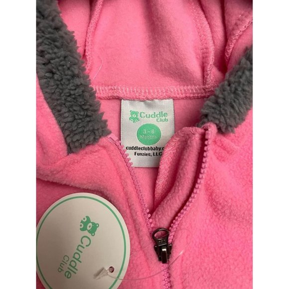 Cuddle club pink bear fleece bunting 3-6 months NWT - Picture 6 of 7